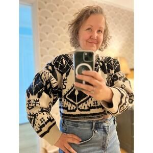 Caballero Cropped Maeva Ikat Tapestry Sweater -- Size XS